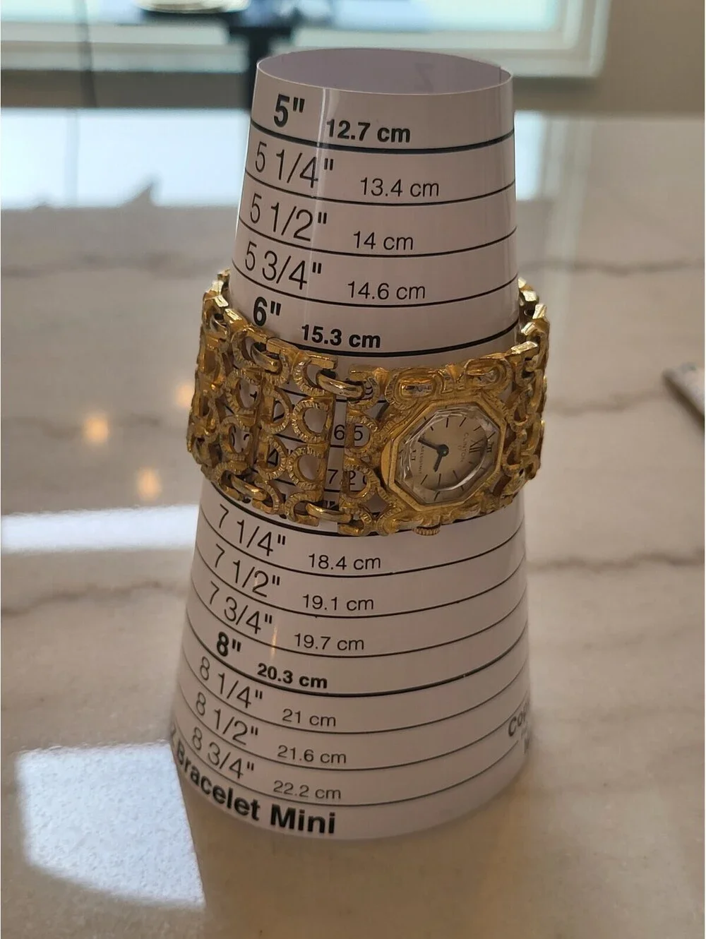Vtg Clinton Womens Watch Goldtone Wide Bracelet Band Wind Up Works Great EUC 7